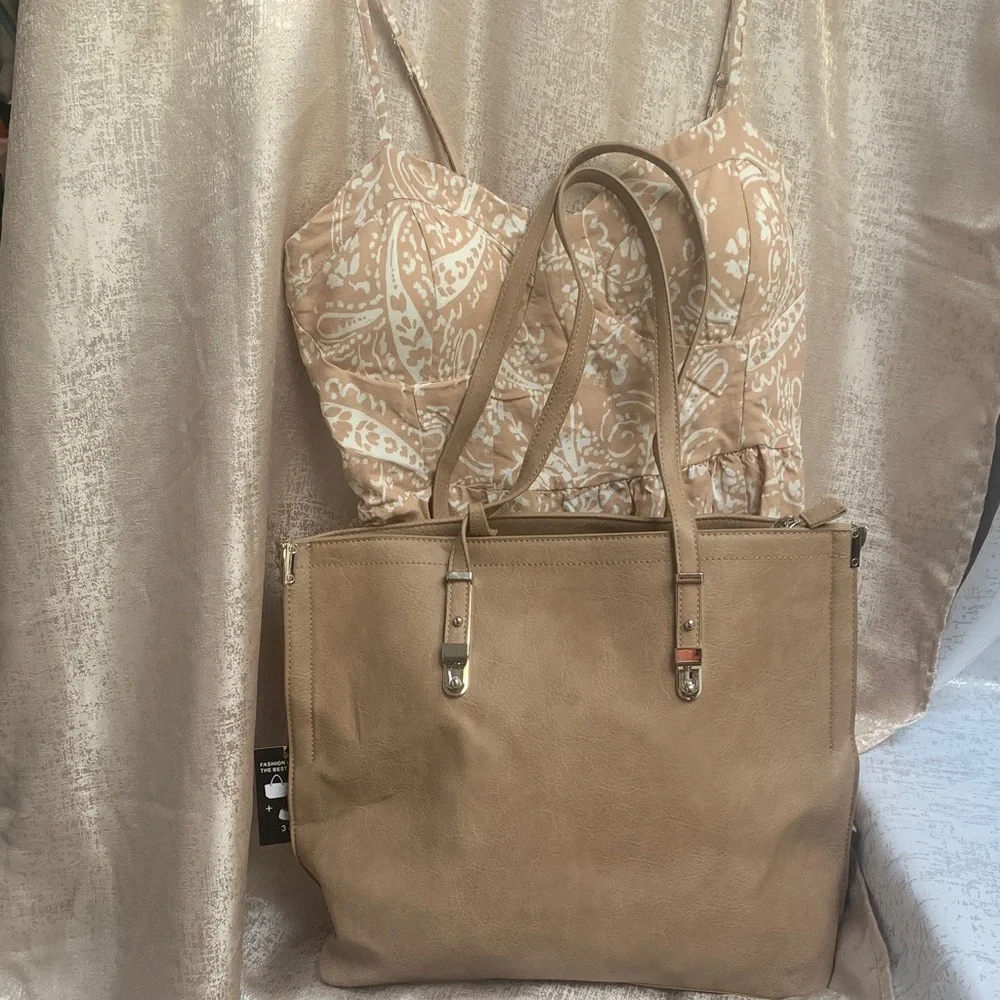 Everyday Beige Tote Bag with Dual Straps